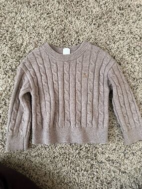 GAP Cable-Knit Crewneck Sweater — Taupe